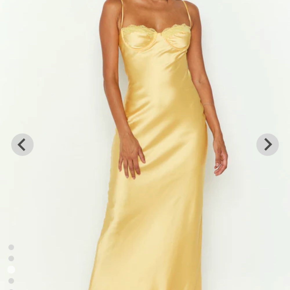 Beginning Boutique - Mariana Yellow Bust Midi Dress